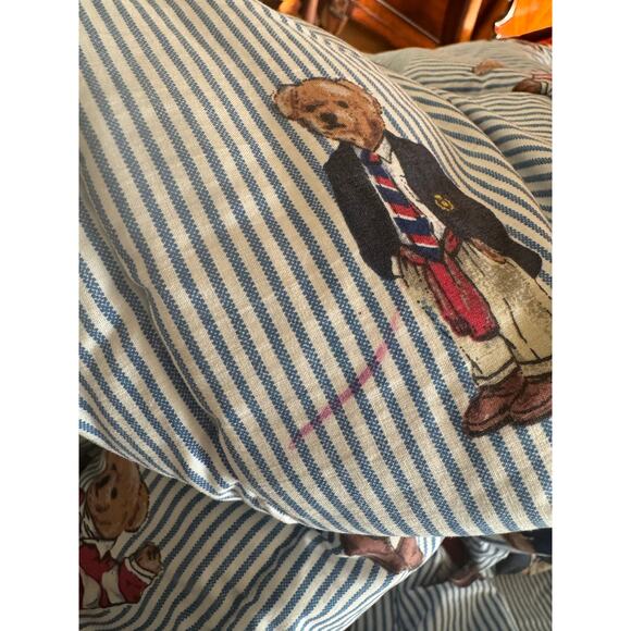 Ralph Lauren Teddy Bear Stripe Twin Comforter - Picture 1 of 4